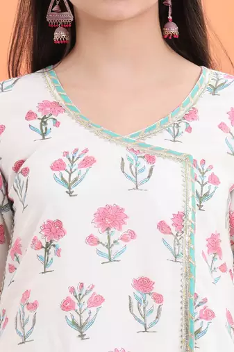 White cotton printed  sharara set
