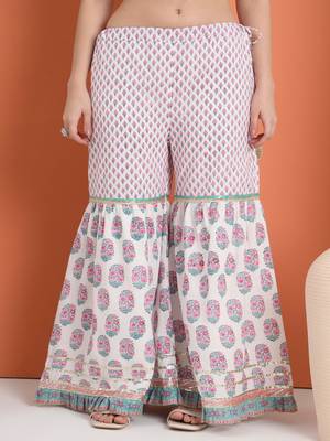 White cotton printed  sharara set 4