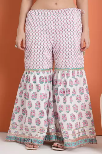 White cotton printed  sharara set