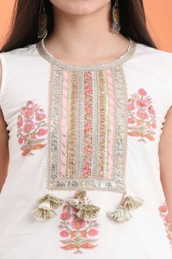 White cotton printed  sharara set