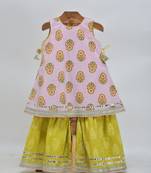 Pink  cotton printed  sharara set