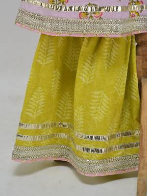 Pink  cotton printed  sharara set 2