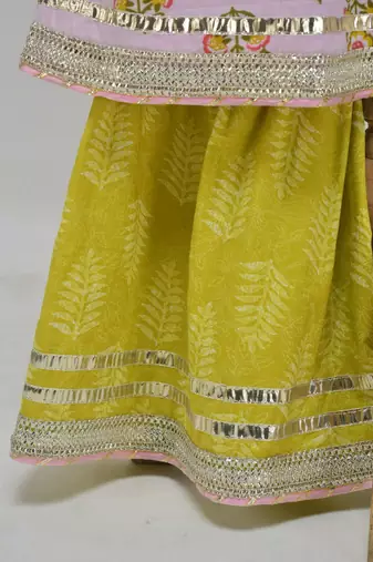 Pink  cotton printed  sharara set