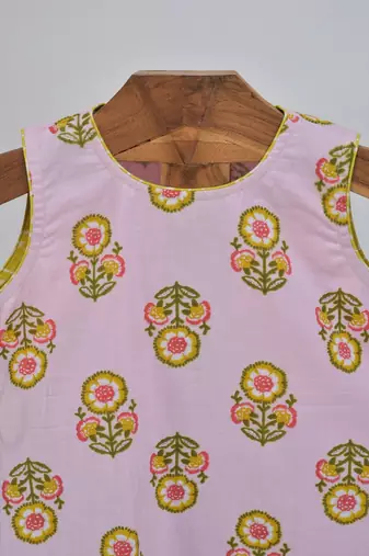 Pink  cotton printed  sharara set