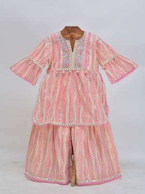 Pink  cotton plain  sharara set 1