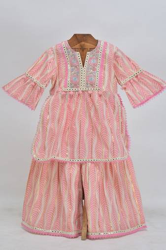 Pink  cotton plain  sharara set