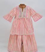 Pink  cotton plain  sharara set