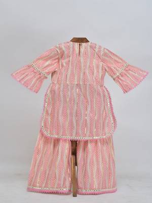 Pink  cotton plain  sharara set 3