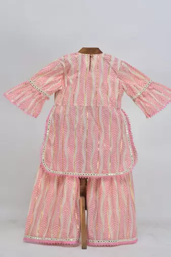 Pink  cotton plain  sharara set