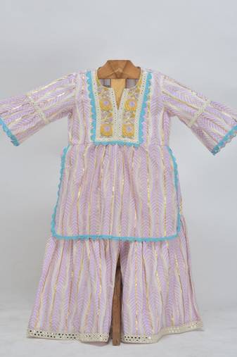 Purple cotton plain  sharara set