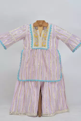 Purple cotton plain  sharara set