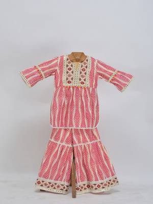 Pink  cotton plain  sharara set 1
