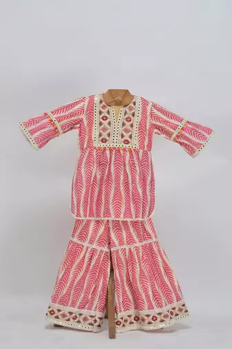 Pink  cotton plain  sharara set
