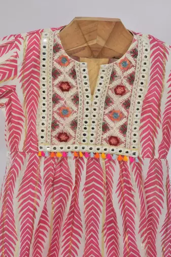 Pink  cotton plain  sharara set
