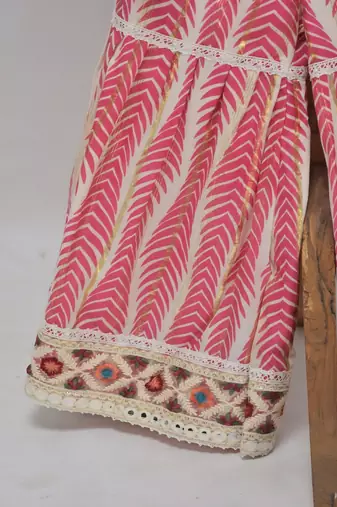 Pink  cotton plain  sharara set