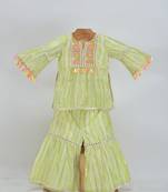 Green cotton plain  sharara set