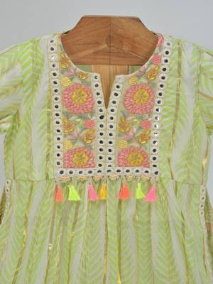 Green cotton plain  sharara set 2