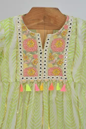 Green cotton plain  sharara set