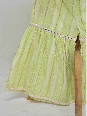 Green cotton plain  sharara set 3