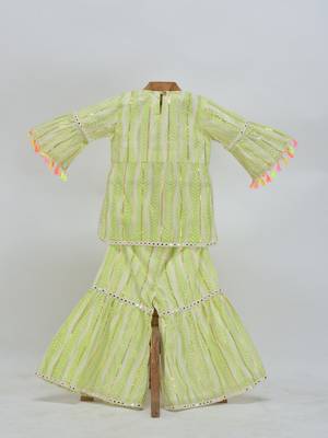 Green cotton plain  sharara set 4