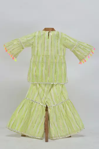Green cotton plain  sharara set