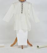 White cotton plain  kurta pyjama