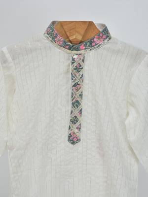 White cotton plain  kurta pyjama 2