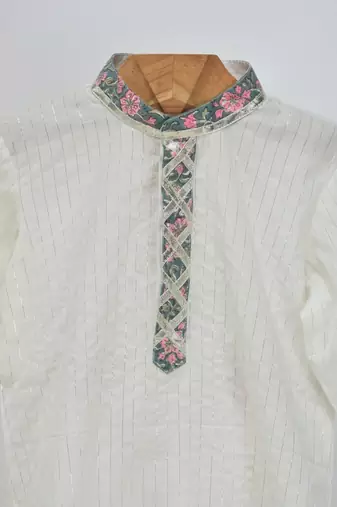 White cotton plain  kurta pyjama