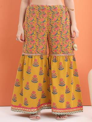 Yellow  cotton printed  sharara set 5