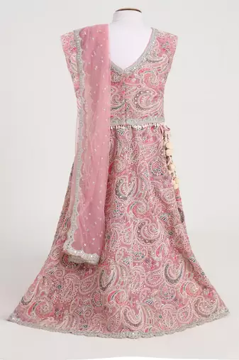 Pink  cotton embroidered  lehengas set