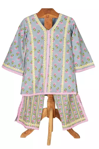Blue  cotton printed  kurta set