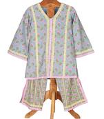 Blue  cotton printed  kurta set