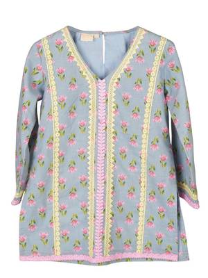 Blue  cotton printed  kurta set 2