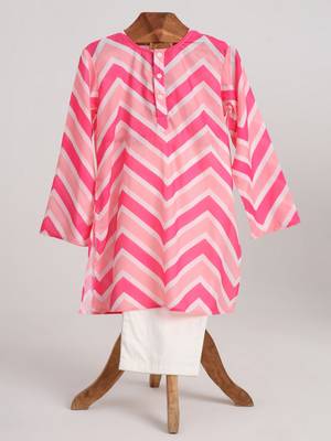 Pink  cotton plain  kurta jacket set 4