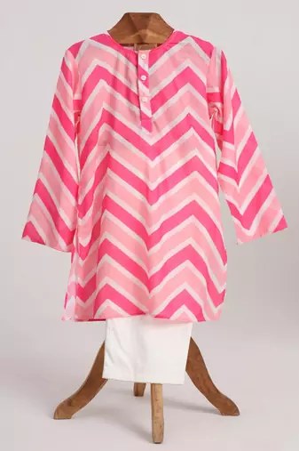 Pink  cotton plain  kurta jacket set