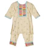 White cotton embroidered  kurta set