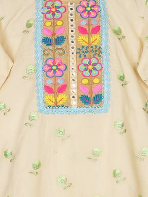 White cotton embroidered  kurta set 4