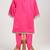 Pink  cotton embroidered  kurta set