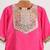 Pink  cotton embroidered  kurta set