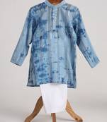 Blue  cotton embroidered  kurta pyjama