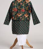 Green cotton embroidered  kurta pyjama