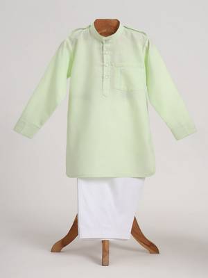 Green cotton embroidered  kurta pyjama 1