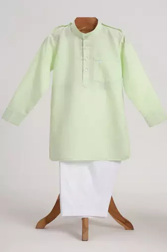 Green cotton embroidered  kurta pyjama