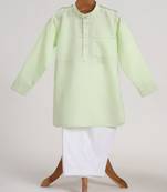 Green cotton embroidered  kurta pyjama