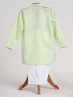 Green cotton embroidered  kurta pyjama 2