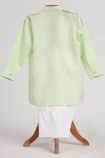Green cotton embroidered  kurta pyjama