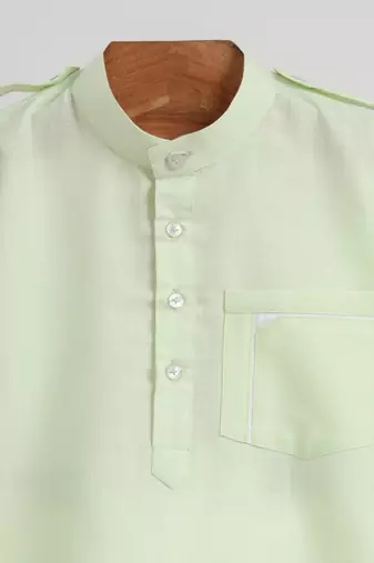 Green cotton embroidered  kurta pyjama