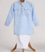 Blue  cotton plain  kurta pyjama