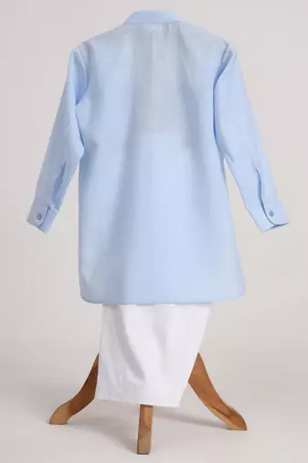 Blue  cotton plain  kurta pyjama