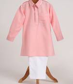 Pink  cotton plain  kurta pyjama